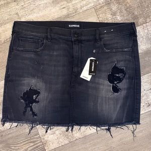 Express Black Distressed Skirt